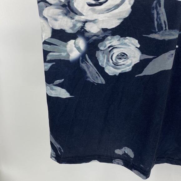 Camisa black white floral roll sleeve 2 button oversized top lightweight top - Picture 5 of 7